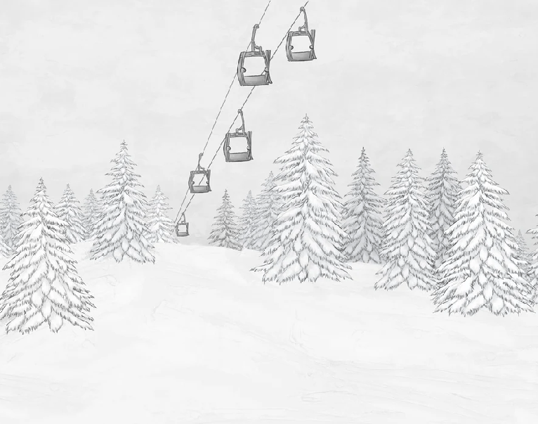 Black and white mountain cable car wallpaper