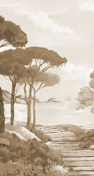 Papier peint balade dans les calanques monochrome - Muralconcept