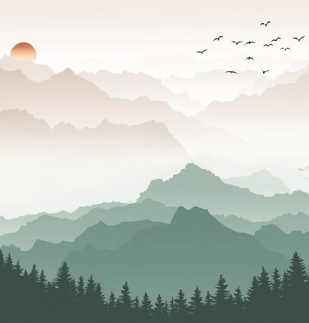 Terracotta mist mountain wallpaper