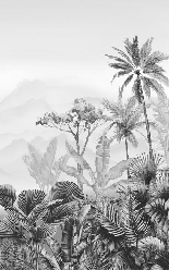 Papier peint tendance tropical noir et blanc - Muralconcept
