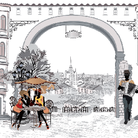 Bistro wallpaper with a Parisian feel