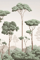 Papier peint brise légère pinède - Muralconcept