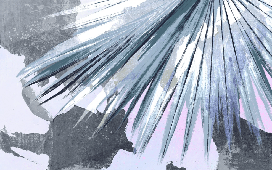 Blue retro palm panoramic wallpaper