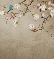 Romantic bird bathroom wallpaper