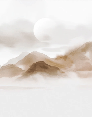 Wallpaper with misty mountains – Sepia glow