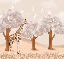Papier peint chambre enfant Girafe dans la Savane - Muralconcept