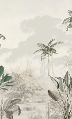 Panoramic jungle eden green wallpaper
