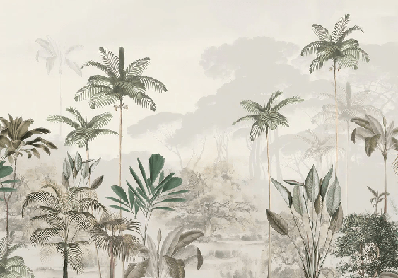 Green jungle eden panoramic wallpaper