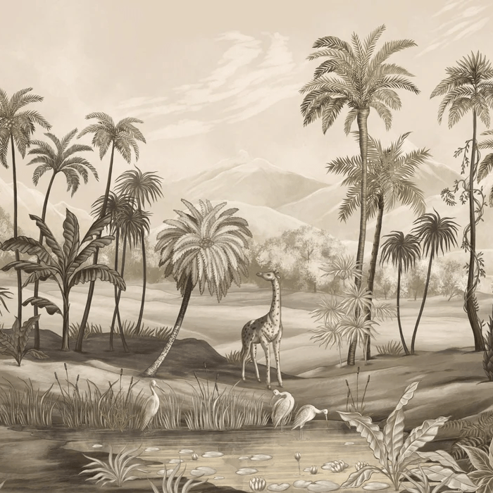 Zaphira sepia jungle wallpaper