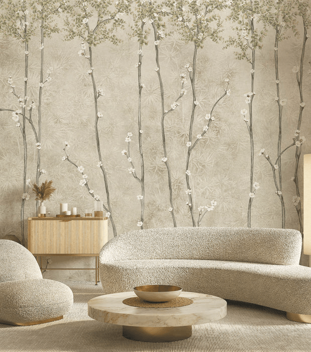 Japanese-style branches panoramic wallpaper