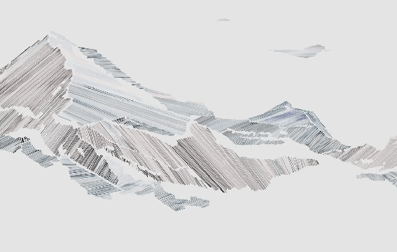 Graphic mountain style restaurant wallpaper