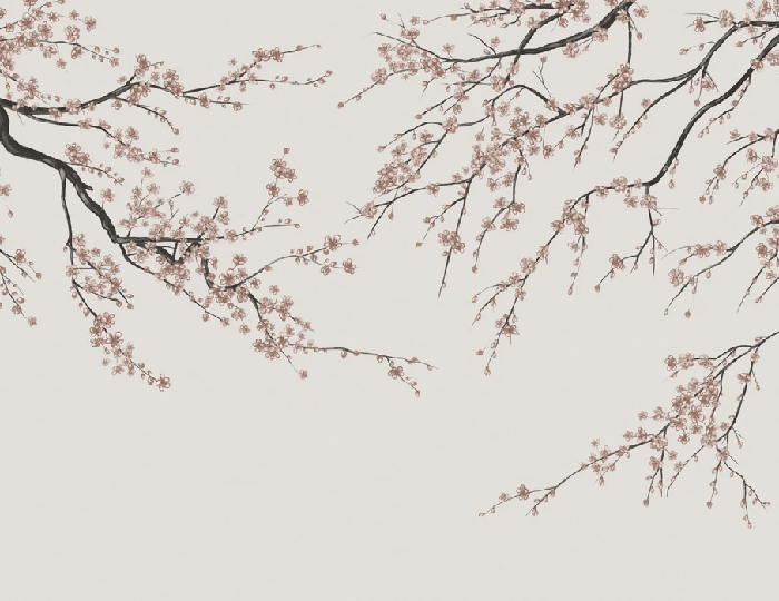 Sakura beige panoramic wallpaper