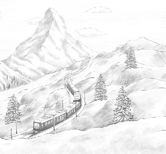 Black and white Matterhorn panoramic wallpaper