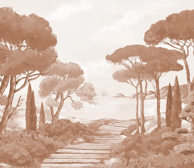 Terracotta coastal walk wallpaper