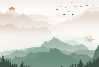 Terracotta mist mountain wallpaper