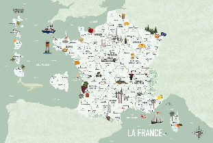Children's map of France green wallpaper