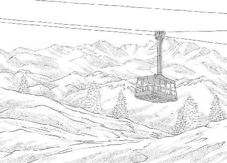 La Plagne black and white gondola lift wallpaper
