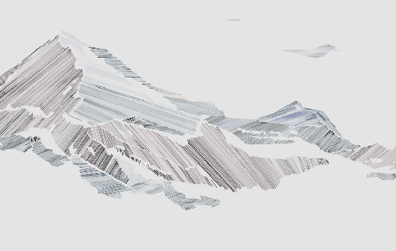 Graphic mountain style restaurant wallpaper