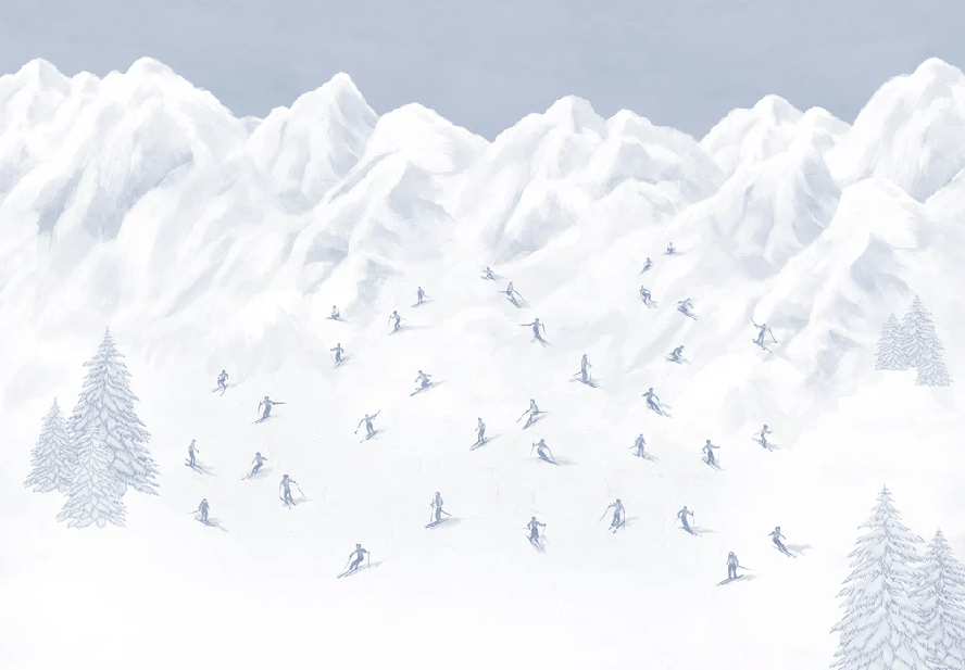 Blue mountain skiers wallpaper