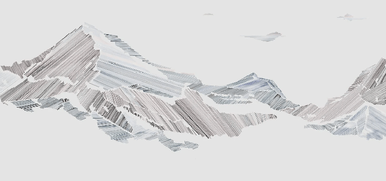 Graphic mountain style restaurant wallpaper