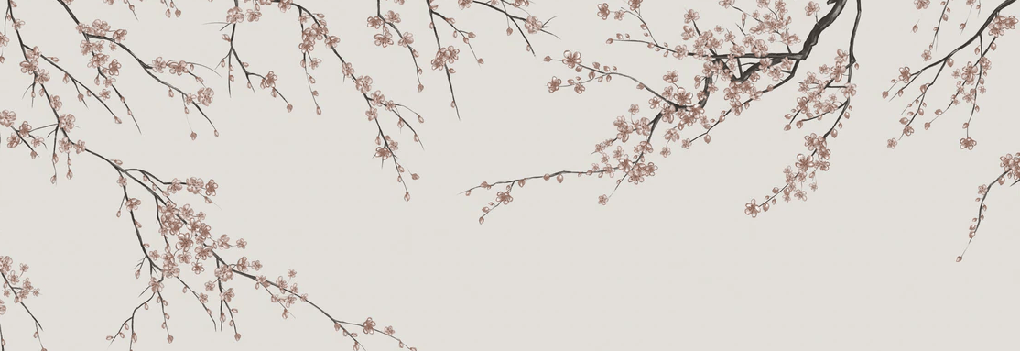 Sakura beige panoramic wallpaper