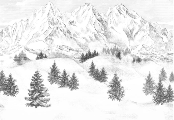 Papier peint montagne sommets de Chamonix - Muralconcept