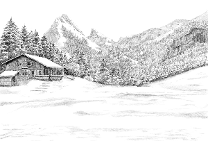 Papier peint montagne Suisse - Dent d'Oche - Muralconcept