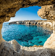 Marine cave bathroom wallpaper