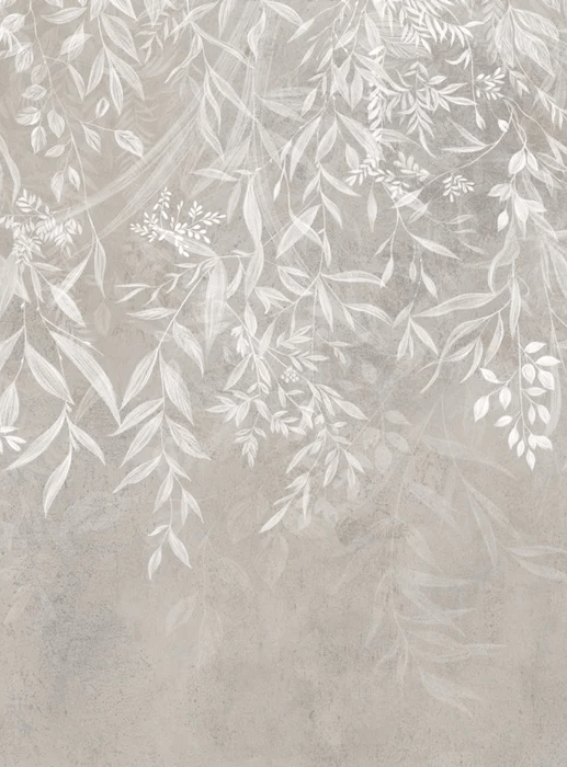 Papier peint design végétal moderne beige