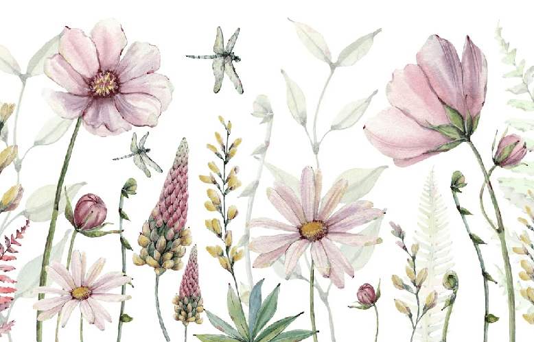 Flower and dragonfly wallpaper