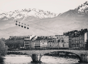 Grenoble Bastille black and white wallpaper