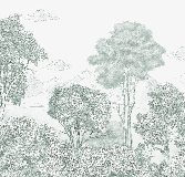 Papier peint panoramique Forêts et Monts vert