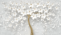 3D tree bathroom wallpaper