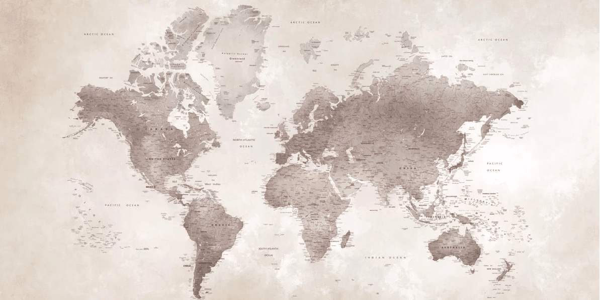 Papier peint carte du monde intemporel - Muralconcept