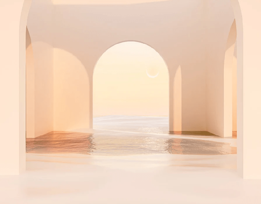 Panoramic wallpaper design sunset arch