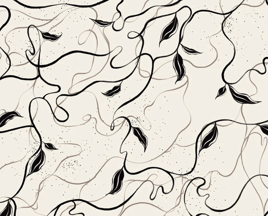 Papier peint végétal -  Lignes greige, XXL, tendance