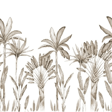 Palm Tree Sepia Watercolor Panoramic Wallpaper