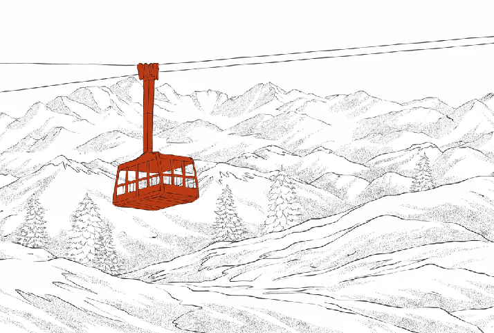 Papier peint La Plagne télécabine rouge, XXL, tendance