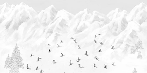 Colorful mountain skiers wallpaper