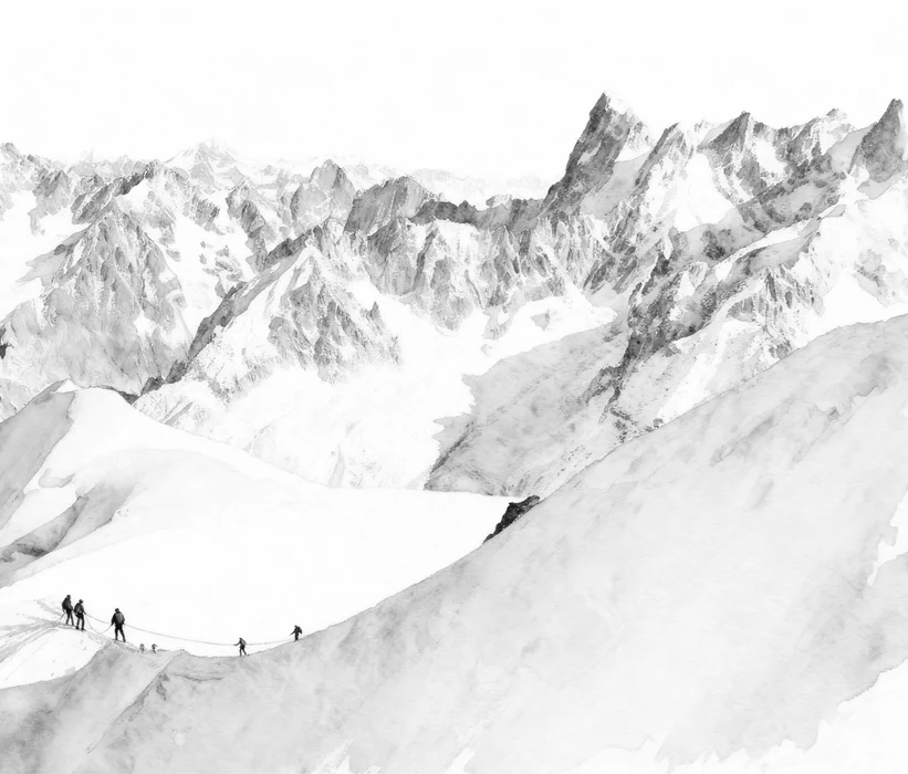 Papier peint alpinisme la cordée - Vallée blanche