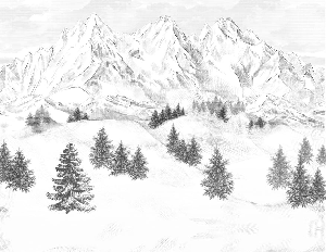 Papier peint montagne sommets de Chamonix, XXL, tendance