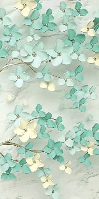 Tree 3D Green Gold Wallpaper