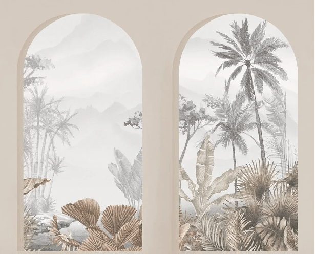 Papier peint arches tropicales sépia, XXL, tendance