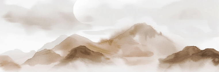 Wallpaper with misty mountains – Sepia glow