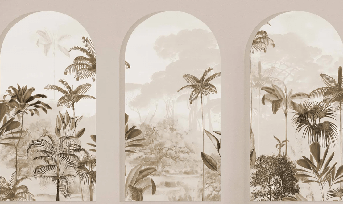 Lush sepia arches wallpaper