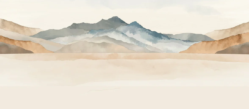 Tapete Berg im Nebel terracotta