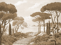 Papier peint balade dans les calanques monochrome - Muralconcept