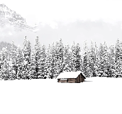 Panoramic mountain chalet wallpaper