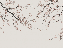 Sakura beige panoramic wallpaper