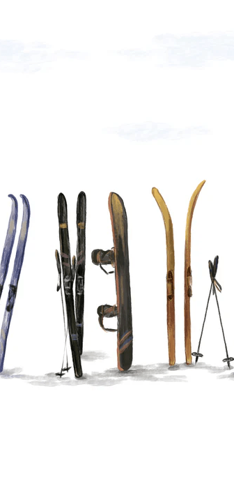 Colorful skis panoramic wallpaper